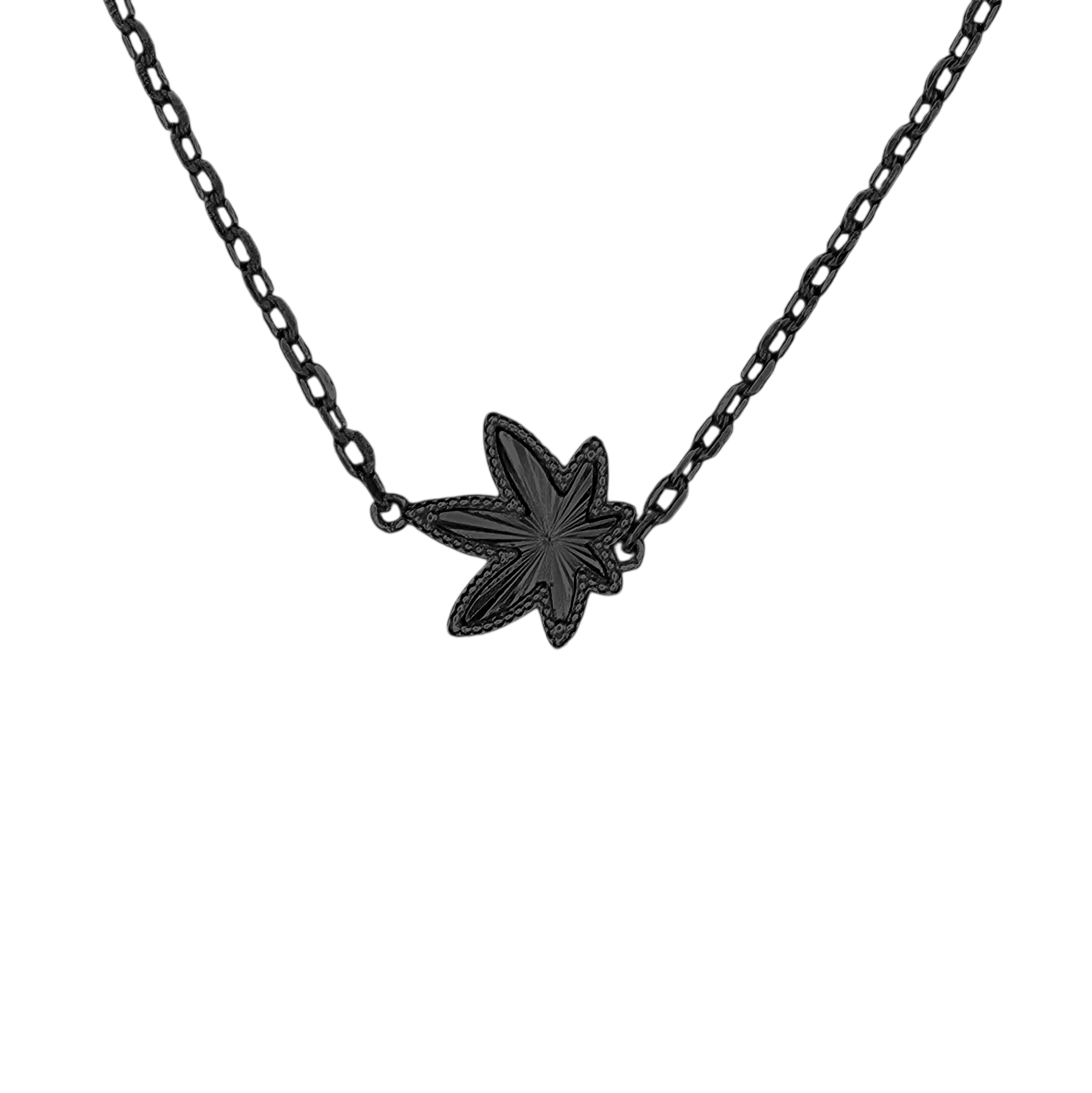 Black One Leaf Necklace