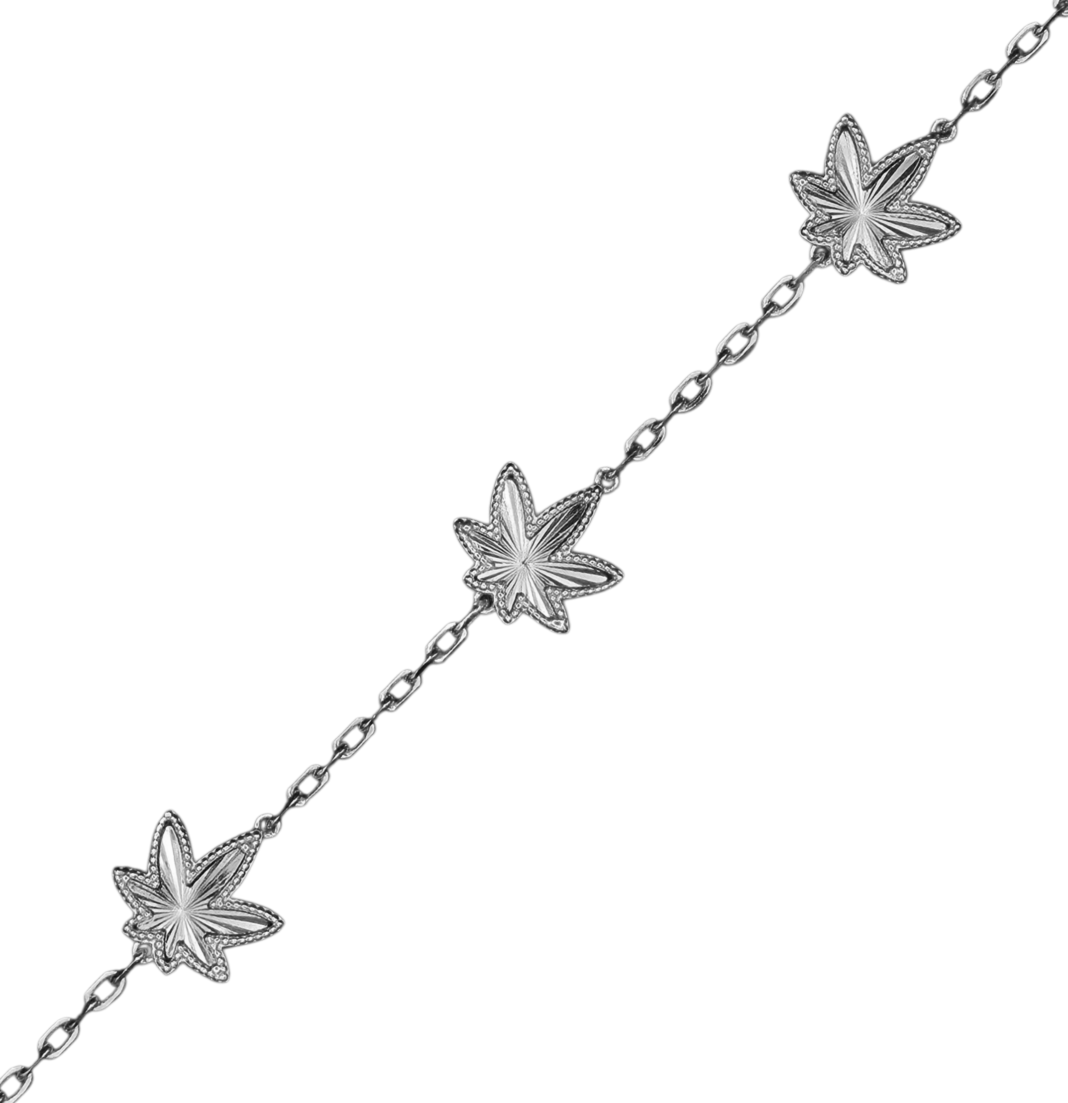 Silver Five Leaf Anklet