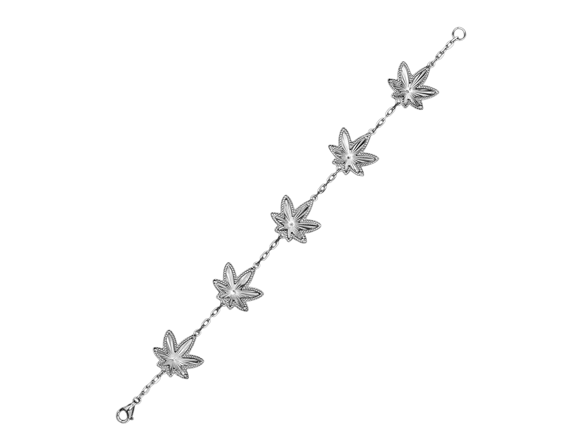 Silver Five Leaf Bracelet