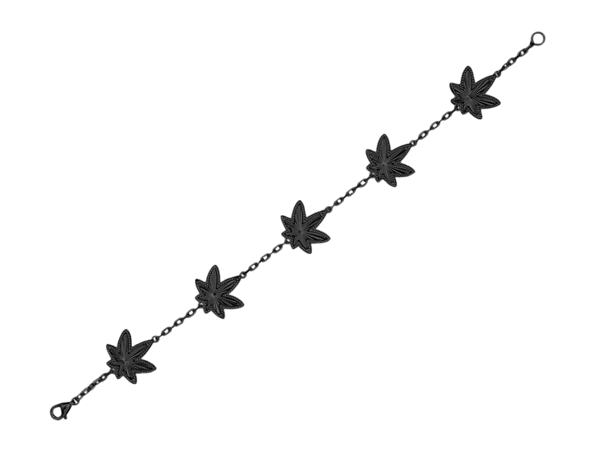 Black Five Leaf Bracelet