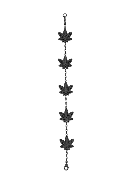 Black Five Leaf Bracelet