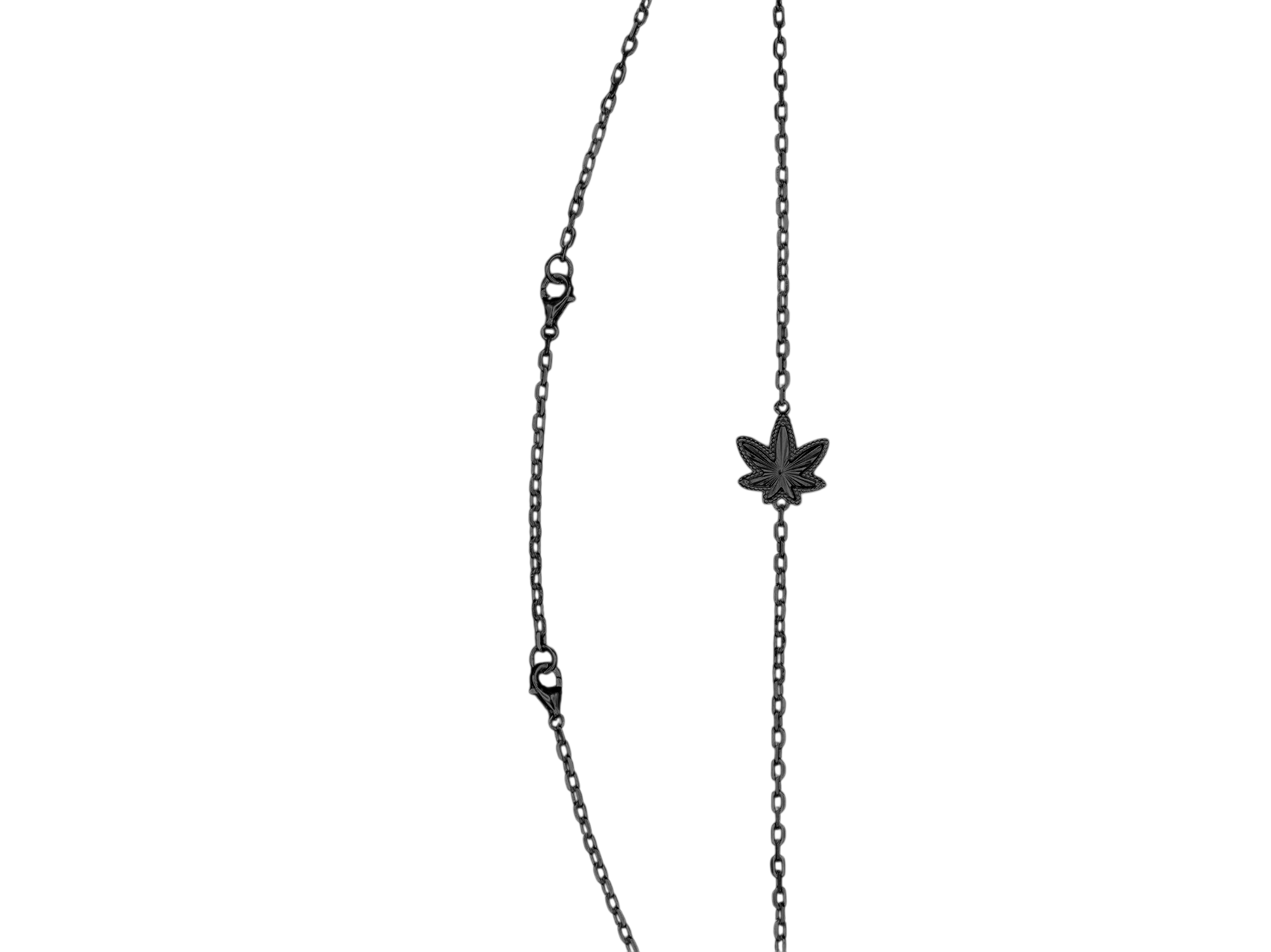 Black One Leaf Necklace