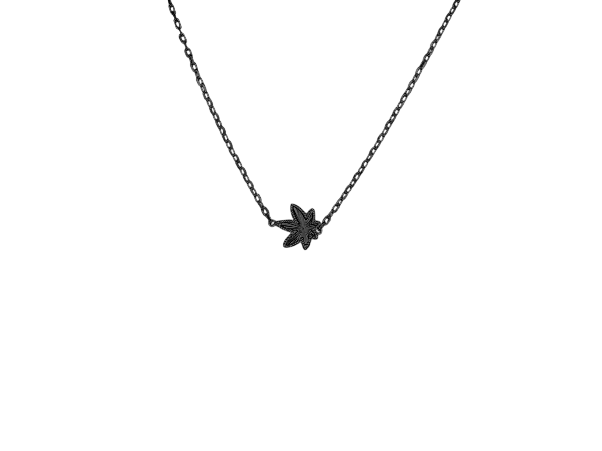 Black One Leaf Necklace