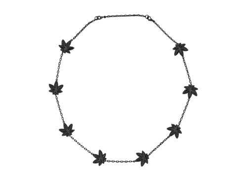 Black Eight Leaf Necklace