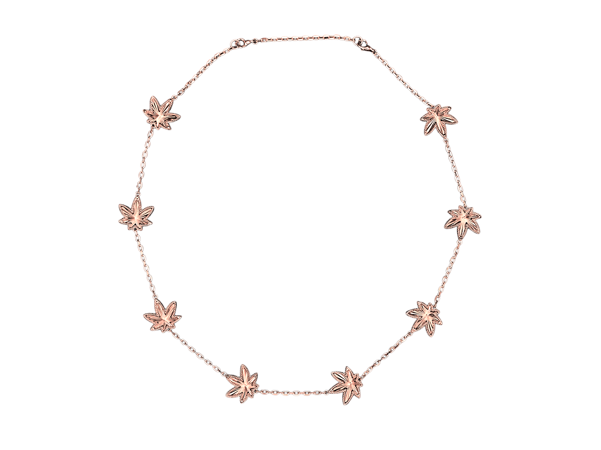 Rose Gold Eight Leaf Necklace